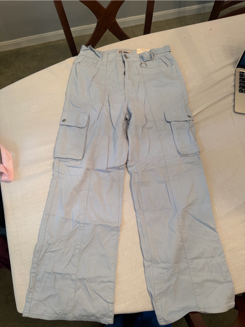 Kohl's Light Blue Wide-Leg Cargo Jumpsuit